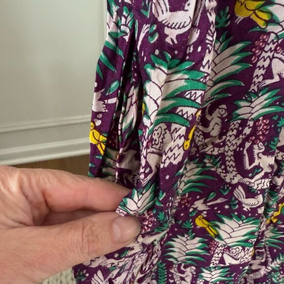 We Be Bop Purple Monkey Print Overalls Romper OSFM - Picture 5 of 8